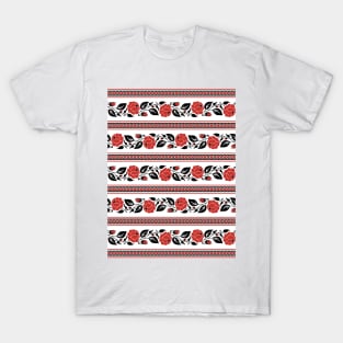 Print with Red Rose Inspired by Ukrainian Traditional Embroidery T-Shirt